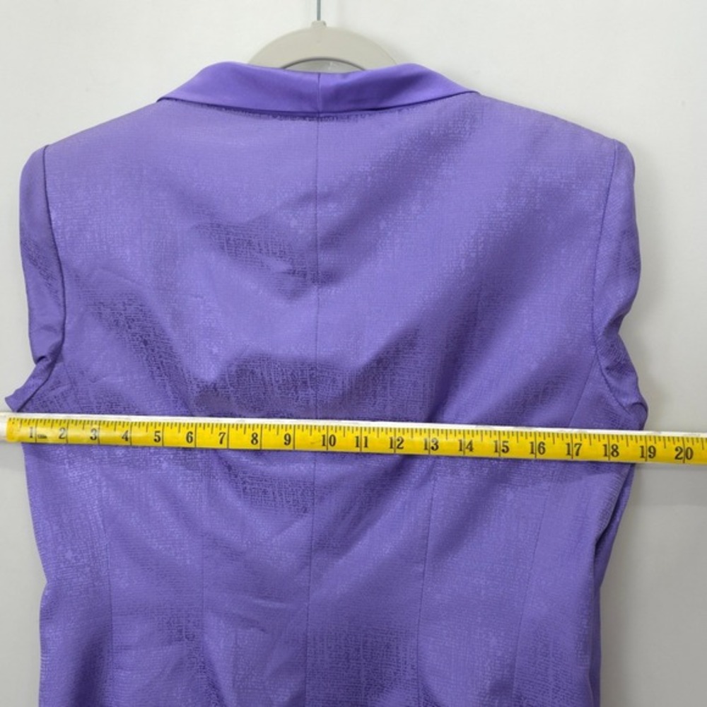 Adrianna Papell Silk Skirt Suit Set Purple Textured Tie Neck Career Wear VTG 90 - Picture 11 of 15